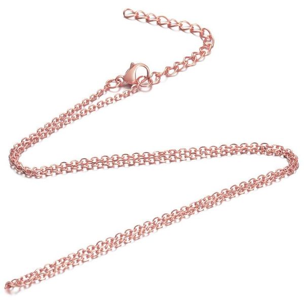

necklace women stainless steel thick flat cross chain o-shaped chain without pendant rose gold adjustable diy jewelry necklace, Silver