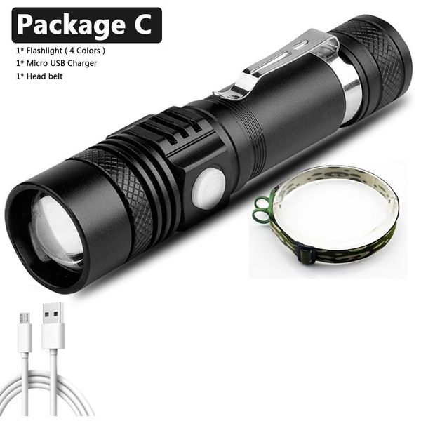 

xp l v6 xm l2 u3 t6 usb rechargeable led flashlight aluminum zoom waterproof torch 18650 battery bicycle lantern bike light 10w bbytey