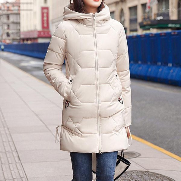 

rr winter hooded straight parkas women fashion slim solid coats women elegant korean style cotton jackets female ladies gt1, Black