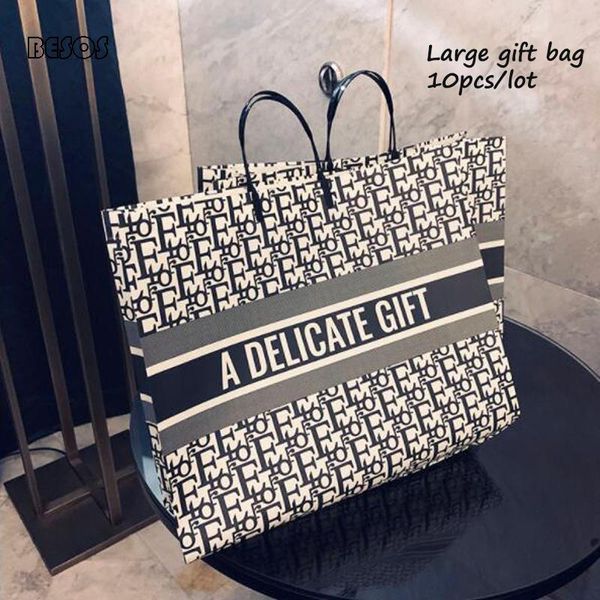 

10pcs fashion large size jacquard pvc gift bag activity clothing store party packaging decoration portable shopping bag gift