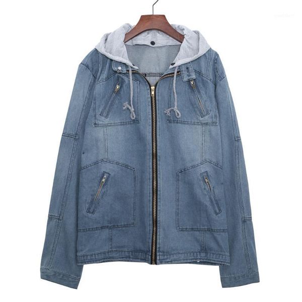 

denim hoodie men hoodies sweatershirts 2020 autumn long sleeve detachable hoodies jacket winter coat harajuku streetwear moleton1, Black