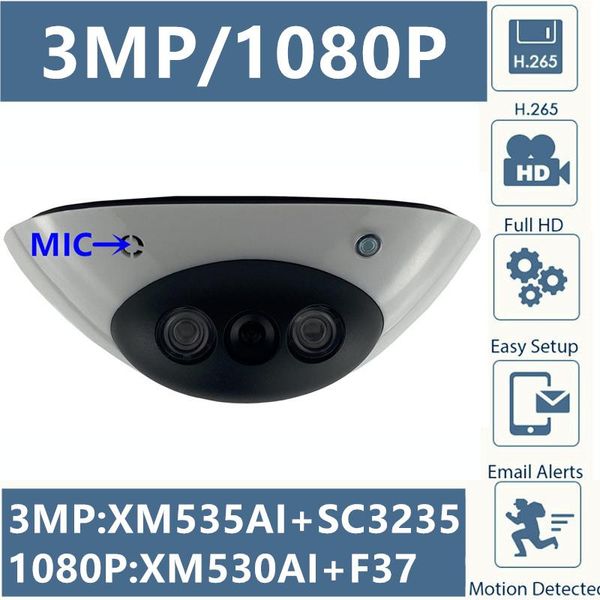 

integrate mic audio 3mp 2mp ip ceiling dome camera xm535ai+sc3235 2304*1296 1080p h.265 infrared irc onvif cms xmeye p2p