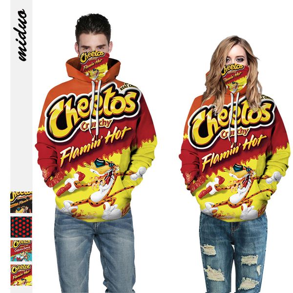 

cheetos snacks digital printing women's hooded sweater, european and american fashion lovers baseball uniform trend, Black