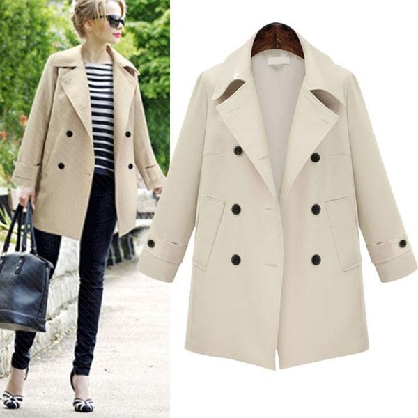 

fashion elegant solid women coats and jackets winter double breasted wool coat turn-down collar winter outfits for women, Black