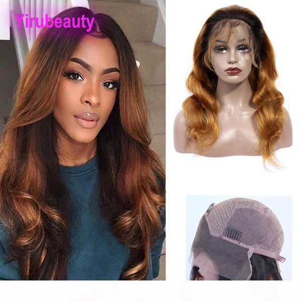 

peruvian virgin hair lace front wig 1b 30 lace front wig body wave human hair products 10-24inch 1b 30 ombre hair, Black;brown