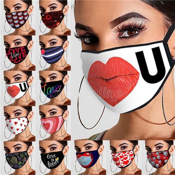 

face mask valentines day gift heart print mask washable reusable cotton mouth cover breathable couple protective mask face masks