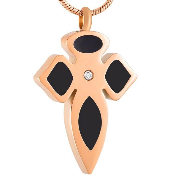 

chains ijd9443 inlay crystal cross stainless steel cremation souvenir pendant for ashes urn keepsake memorial necklace jewelry, Silver