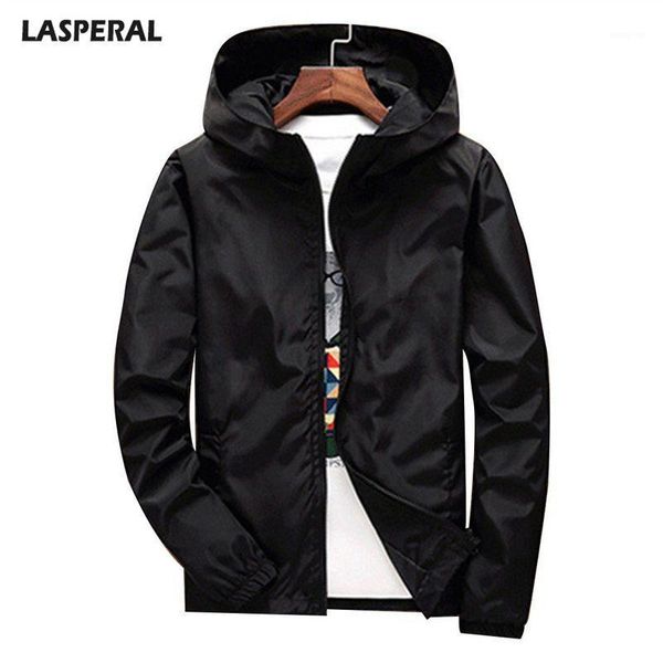 

lasperal men's jacket loose solid color clothes men's spring and autumn models hooded male zipper casual jacket1, Black;brown