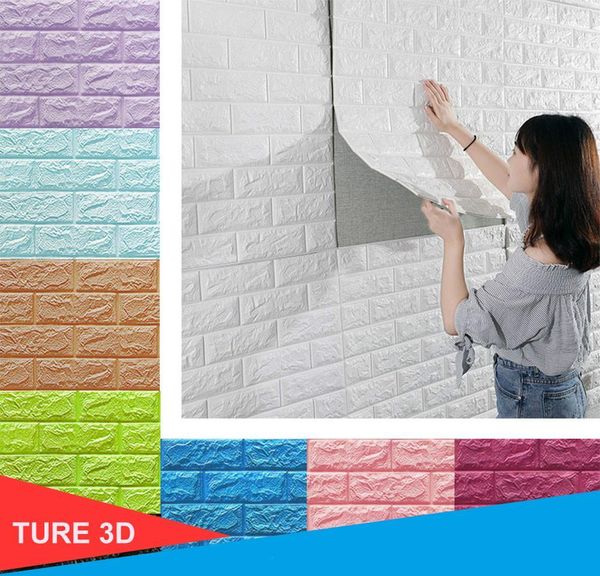 Adesivos de parede quarto tijolo infantil parede impermeável para decalque tv 3d decoração de papel adesivo adesivo pedra 70x77cm bbyyu