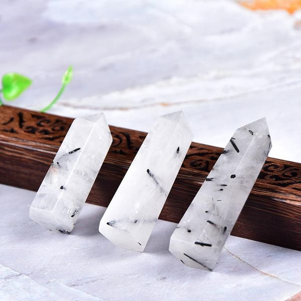 

natural crystal black tourmaline quartz point healing stone hexagonal prisms 50-80mm obelisk wand treatment stone diy jllxbr