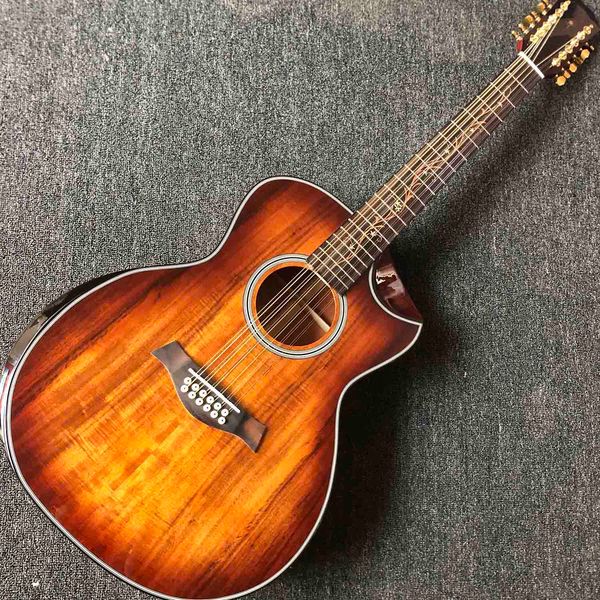 

custom 12 strings koa acoustic electric guitar life tree inlay