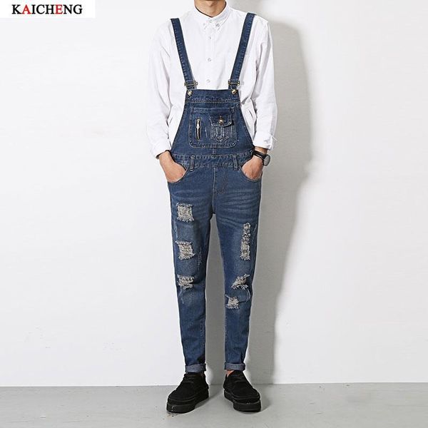 

new 2016 brand jeans men denim overalls fashion ripped jeans for men hip hop pants bib trousers plus size s-xl1, Blue