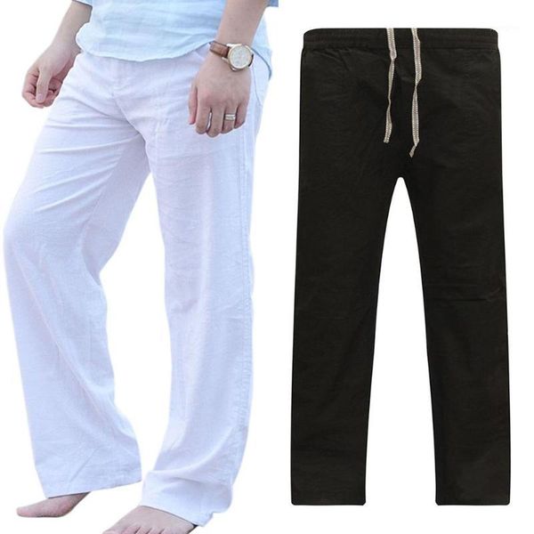 

men casual loose breathable dance pants elastic drawstring fitness trousers new1, Black