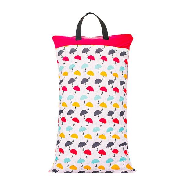 

travel large capacity washable printed inserts nappy wet dry double zipper hanging cloth diaper bag daily home baby waterproof