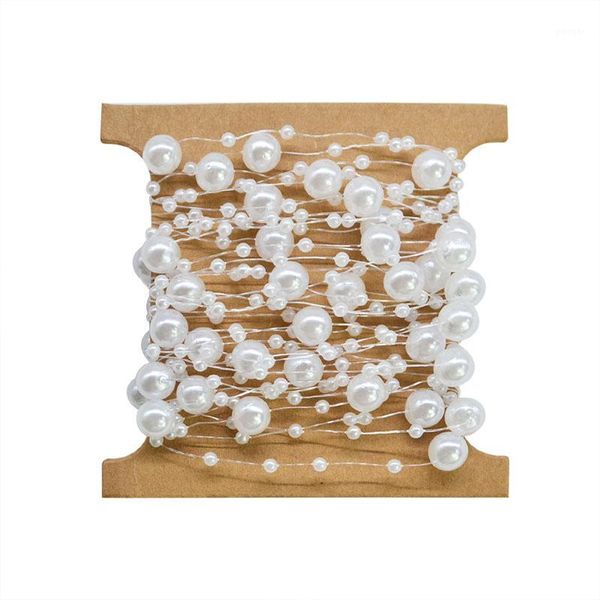 

decorative flowers & wreaths 5m beige white fishing line artificial pearls beads chain garland diy for wedding bridal bouquet decoration flo
