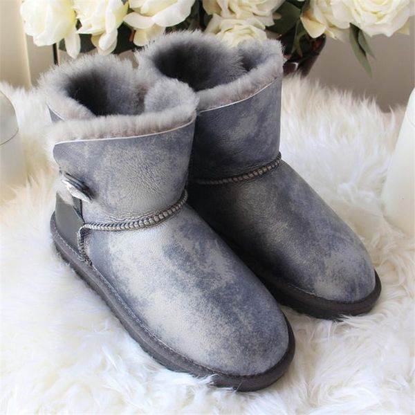 

wholesale 2020 new shoes women snow boots real wool winter warm boots genuine sheepskin leather natural fur non-slip women, Black