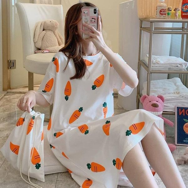 

норны multi-стиль nightdress женский летний корейский хлопок трикотажная главная услуги сладкий мультфильм пижаме сыпучие большой размер, Black;red