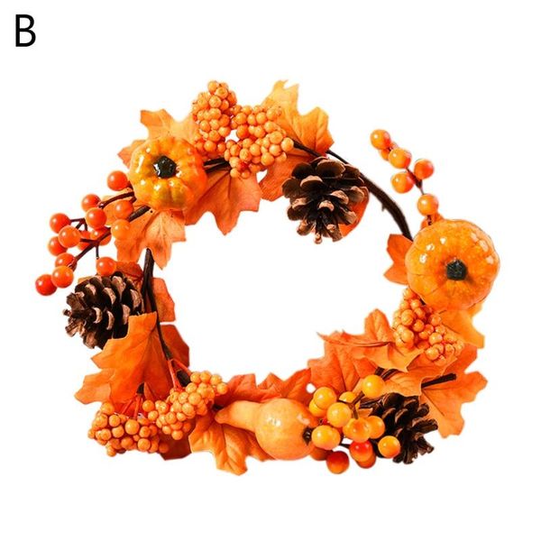 

35/40cm halloween autumn thanksgiving pumpkin wreath wall door window qx2e