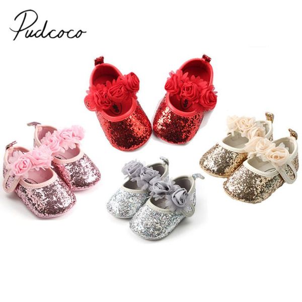 

first walkers 2021 brand born toddler infant baby girls sequin flowers crib shoes pram prewalker anti-slip sneakers floral cute