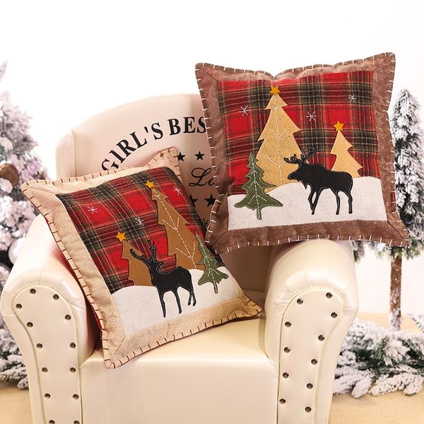 

myqdy nordic decorative sofa and linen fabric plaid fabric elk cotton nordic decorative cotton and linen pillow plaid pillow cushion pillow