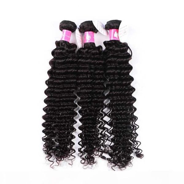 

8pcs lot 100% peruvian human virgin hair extensions deep wave hairs 7a grade 1b natural color wholesale factory lowest price, Black