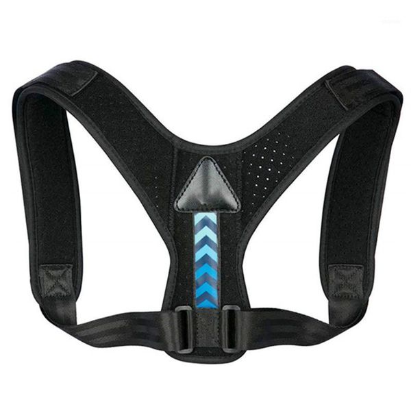 

back support therapy belt neoprene posture corrector clavicle adjustable home office breathable shoulder straightener1, Black;blue