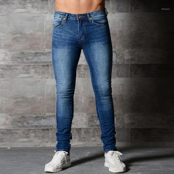 

skinny jeans men black classic hip hop stretch jeans slim fit fashion famous 2020 new style tight1, Blue