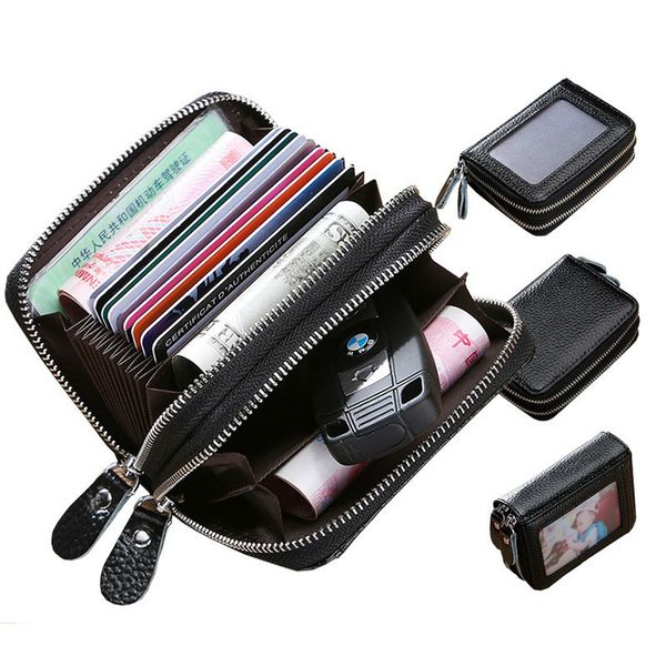 

2020 men genuine leather holder man card luxury short double wallet standard wallets 3797, Red;black