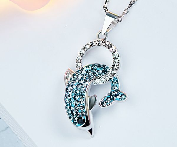 

s925 silver swarovski with sterling fashion crystal pendant necklaceb8z8