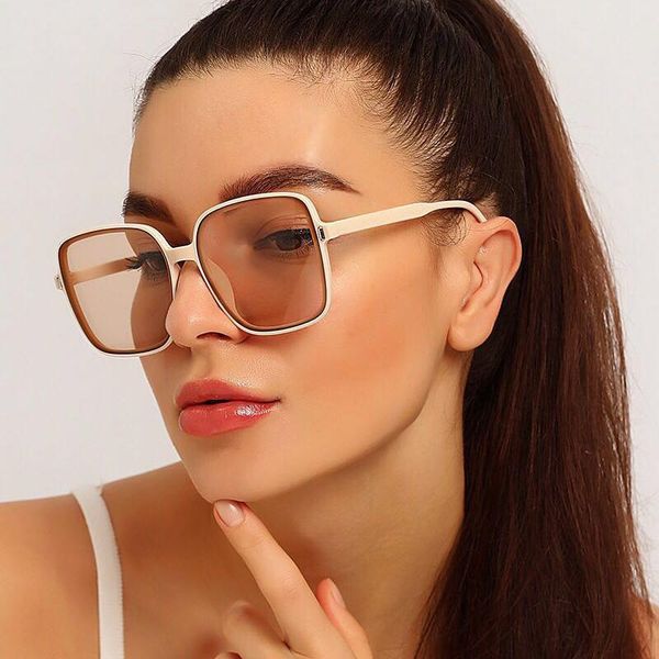 

sunglasses qpeclou 2021 fashion simple square women brand designer vintage rivet sun glasses female colorful shades uv400, White;black