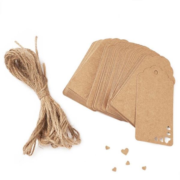 

jewelry display kraft paper price tags with hemp rope burlywood, 9x4.5x0.03cm; about 100pcs/bag jewelry bbywto