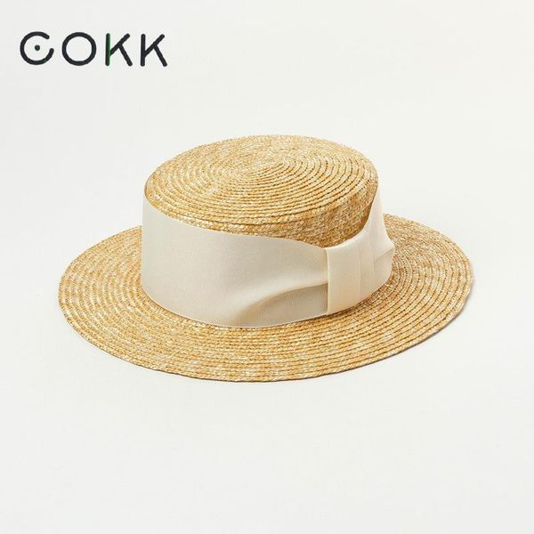

cokk hat женщин летние шляпы для женщин lady flat top солома вс hat с белым узел ленты путешествия отпуск пляж hat кпт wmtbjl otsweet, Blue;gray