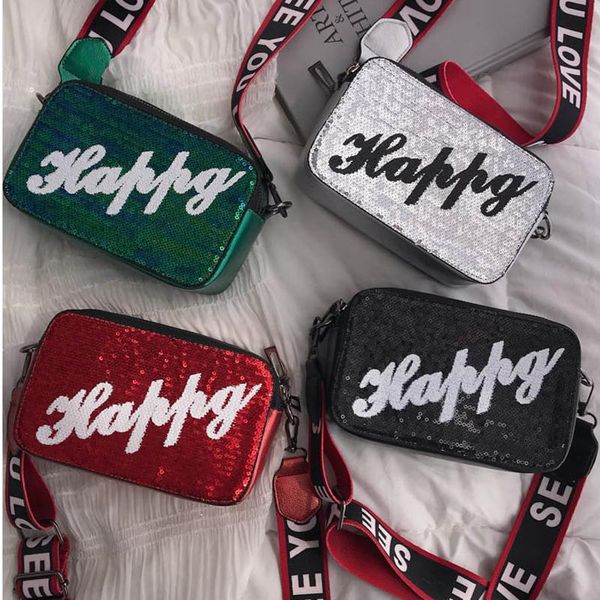 

small bag female 2020 happy handbag new letter girl wide shoulder bag fashion crossbody pu flap women's messenger lady