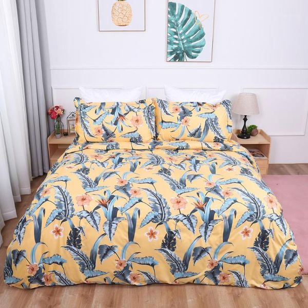 

floral bedding set duvet cover pillowcase yellow color twin  king size bedclothes bed linen 3pcs home textiles1