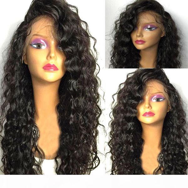 

black long curly lace wigs with baby hair for women 13x4 kinky curly hair synthetic lace front wigs heat resistant fiber, Black;brown