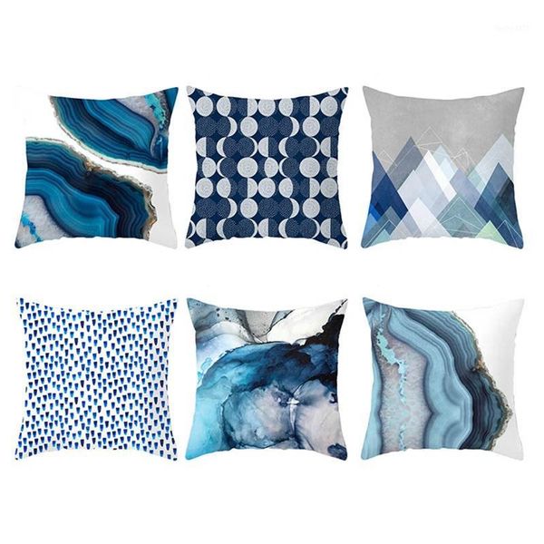 

blue simple pattern pillow cases sofa car waist throw cushion cover home decorr1