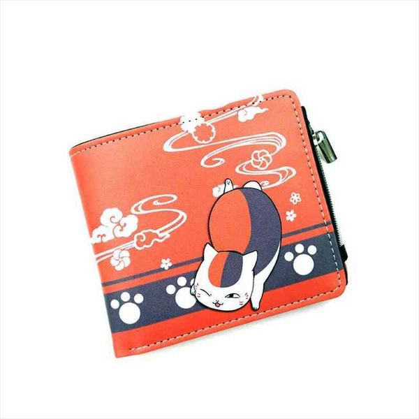 

anime natsume yuujinchou pu short wallet nyanko sensei anime coin purse, Red;black