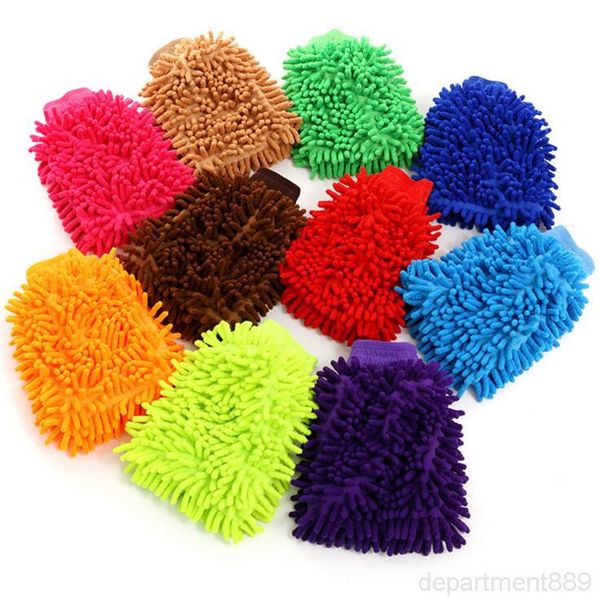 

candy color cleaning high density coral washing gloves multi-use double-sided chenille glove dhd698