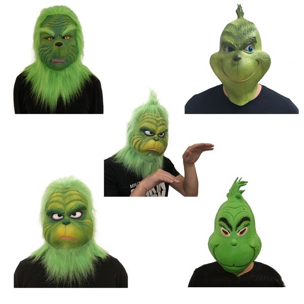 

haleychan halloween carnival green hairy monster headgear christmas cosplay grinch mask for festival party