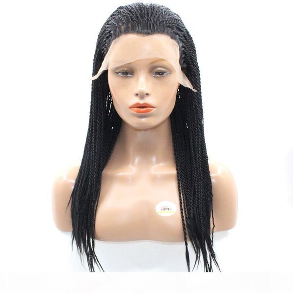 

synthetic braided wigs glueless heat resistant braiding hair full head synthetic lace front wig for black women, Black;brown