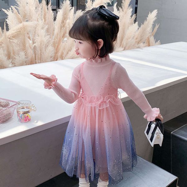 

girls version of halloween skirt 2020 korean autumn new sle long sve gradient princs mh children's drs 3m2v, Red;yellow