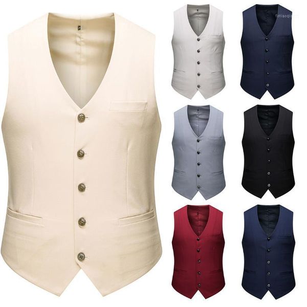

m-6xl 2021 new arrival men's fashion single-breasted suit vest1, Black;white
