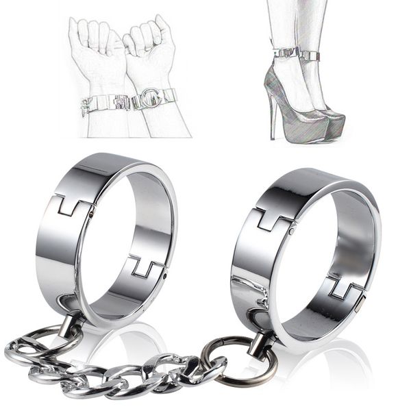 Manette in metallo Polsino alla caviglia Bondage Bracciale Restrizioni BDSM Gioco per adulti Giocattoli sexy per coppie Giocattolo schiavo erotico Set feticcio SM