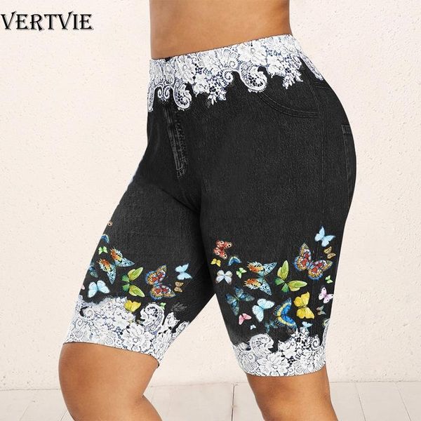 

yoga outfits sfit denim print shorts sports fitness high waist buscrunch leggings workout floral lace spliced skinny sport shorts1, White;red