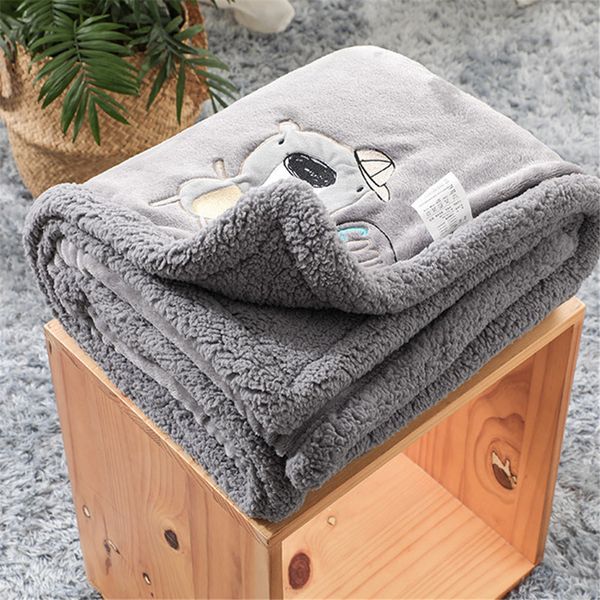 

baby blanket newborn double thick flannel swaddle wrap breathable warm coral fleece blanket cute cartoon soft children quilt 1016