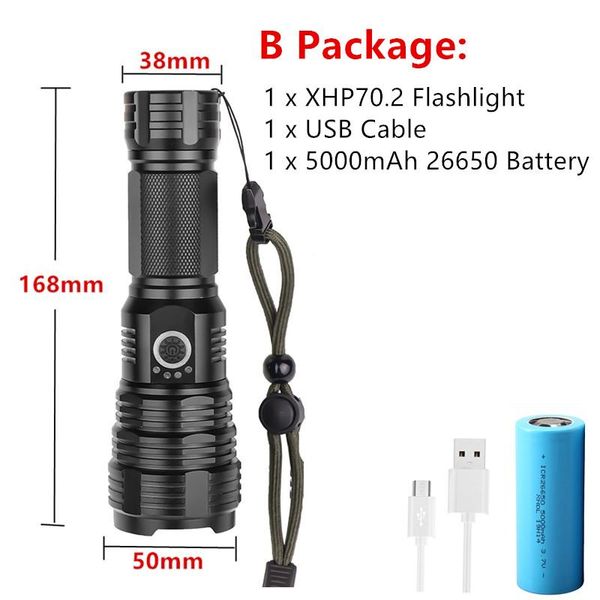 

мощный xhp70.2 светодиодный фонарик тактический светодиодный фонарик водонепроницаемый открытый портативный освещение мощностью до 4300 люме