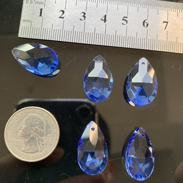 

10pc 20mm blue faceted crystal prism bead pendant chandelier part charm hanging suncatcher diy spacer h bbycgi