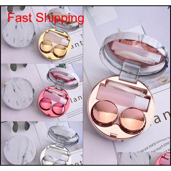 

cute marble stripe contact lens case travel glasses lenses box for eyes care kit holder container suppor qylruy queen66, Silver