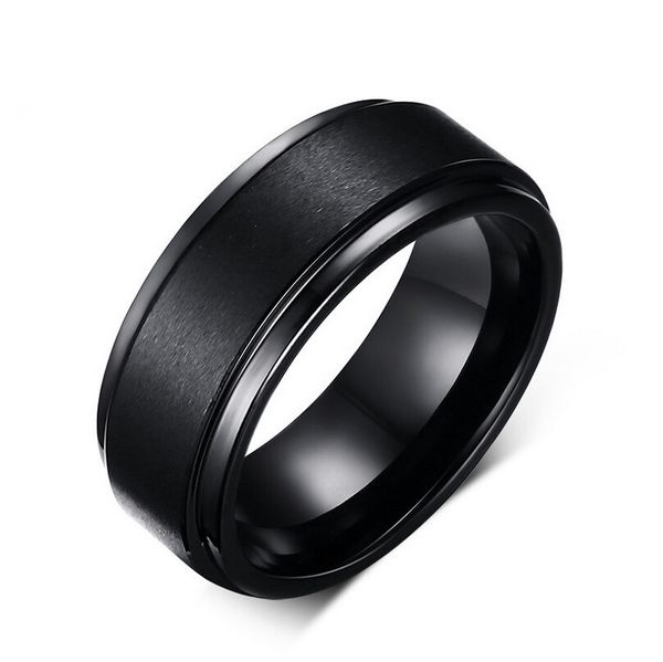 

designer 8mm tungsten steel men's black rings simple engagement ring tungsten carbide wedding band, Silver
