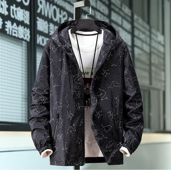 

men's jackets mens casual hoodie jacket autumn line print clothes hooded windbreaker coat male outwear, Black;brown
